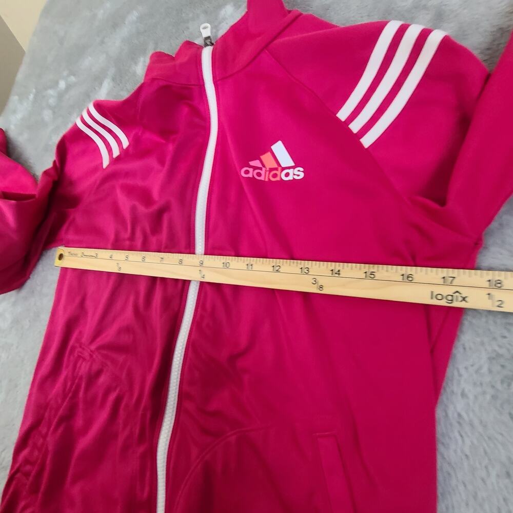 Adidas Jacket Women Medium Pink Climalite Windbreaker Full Zip Long Sleeves M - Picture 4 of 8